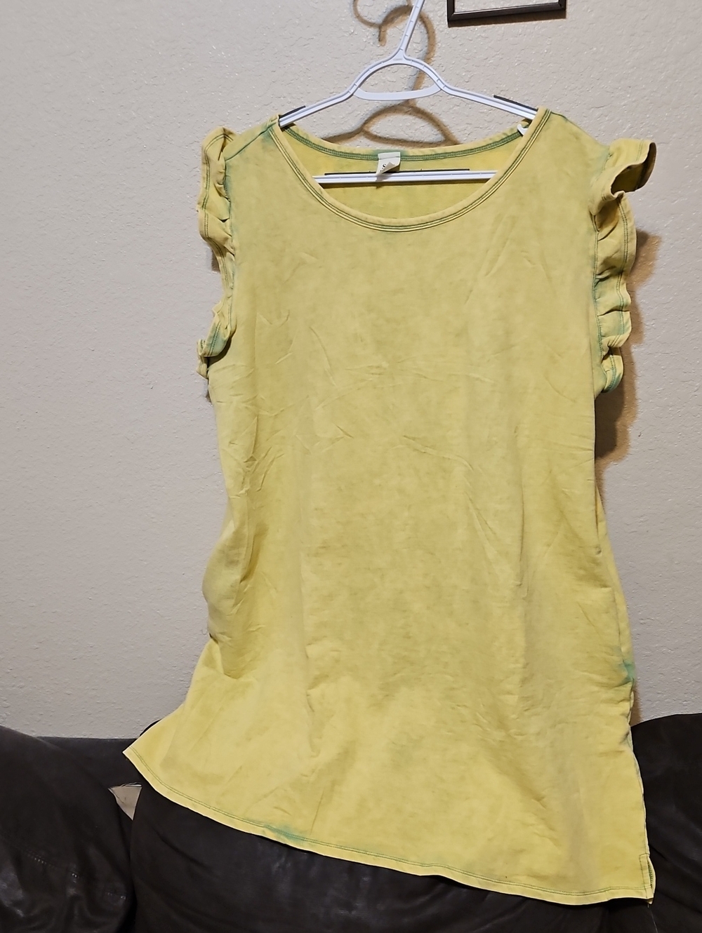 Sew In Love Lemon And Green Accented Ruffle Sleeve Mini Dress
